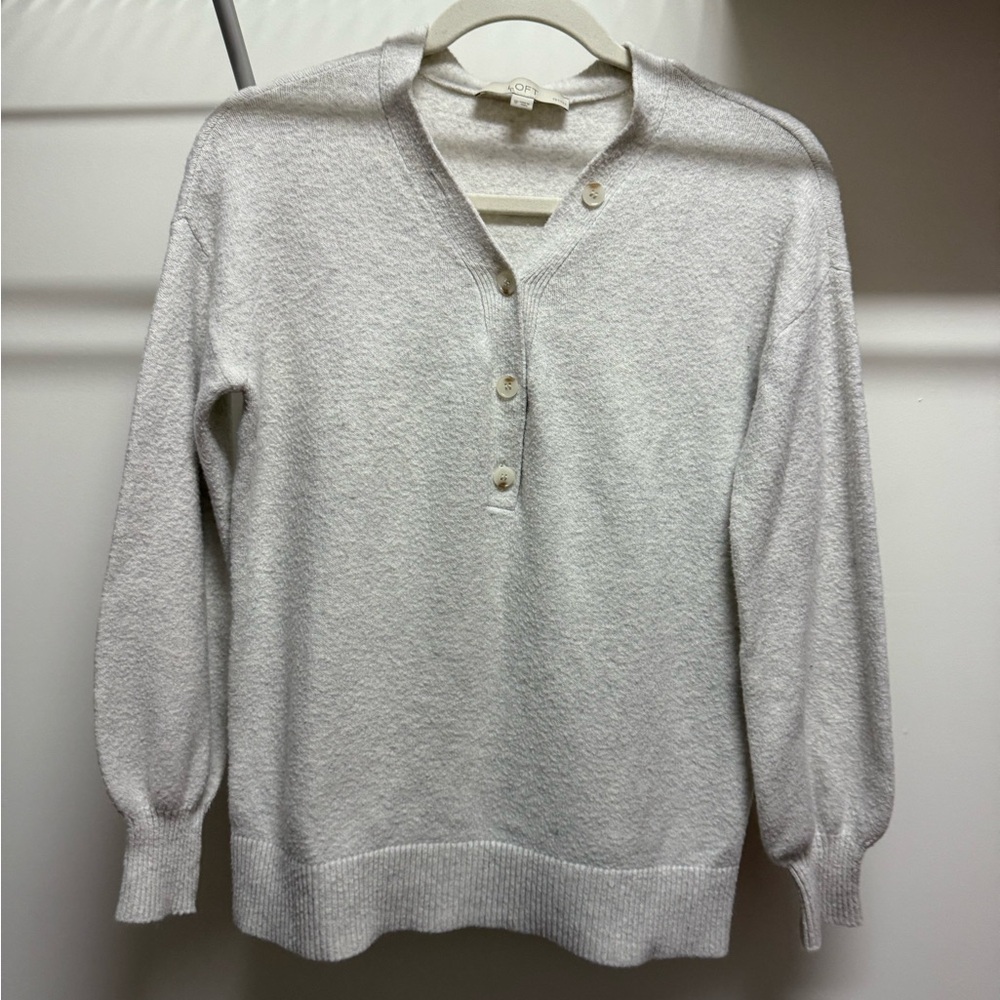 LOFT Cream V-Neck Sweater